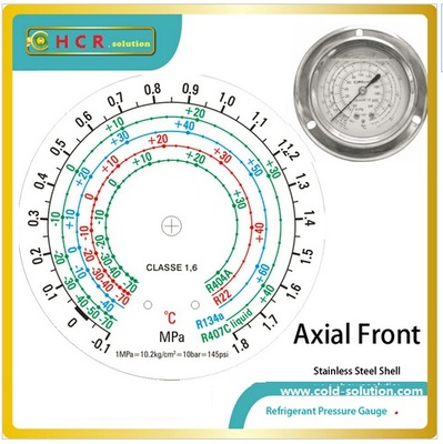 Pressure oil gauge for refrigeration